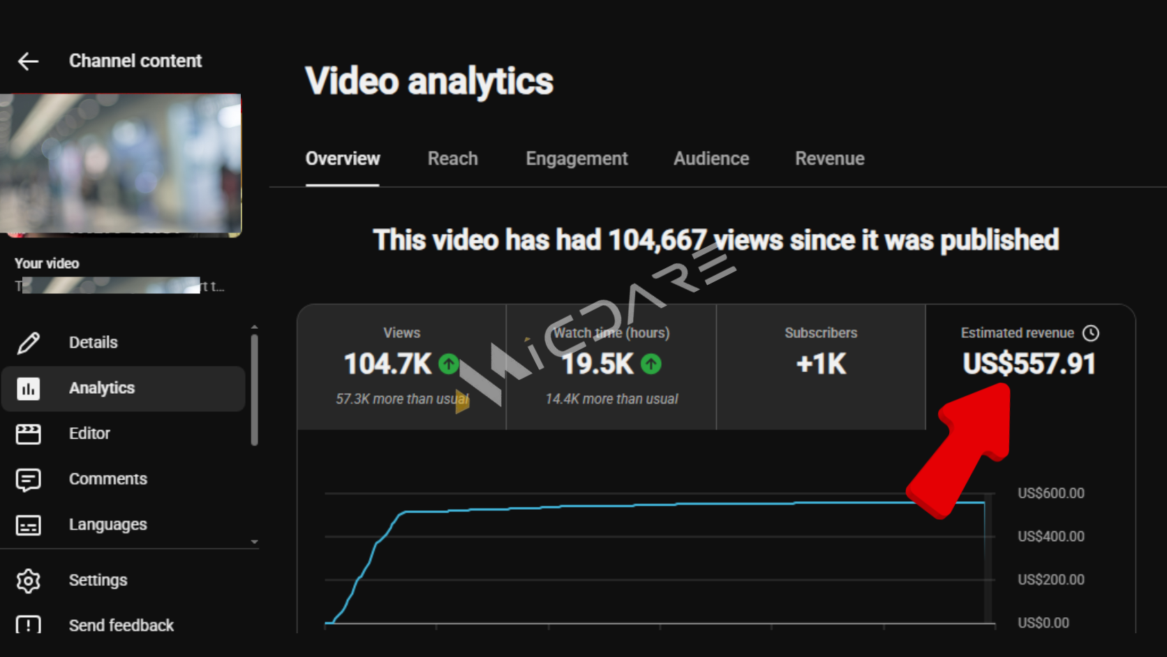 YouTube earning proof