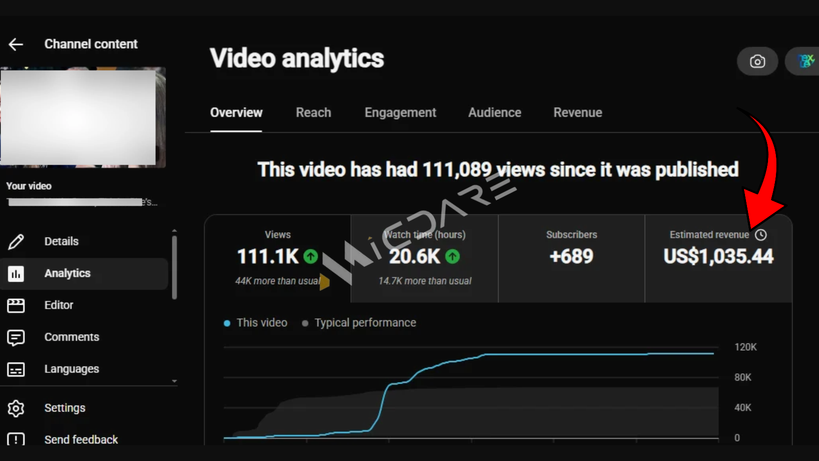 Single video $1,000 earning