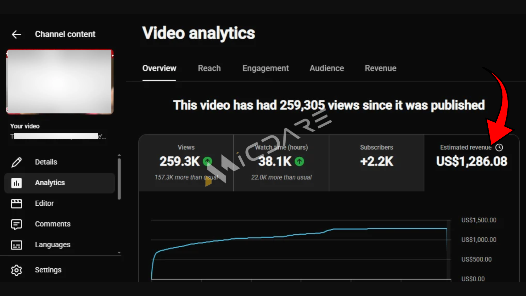 Single video $1,200 earning